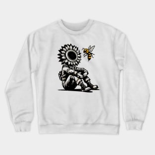 Vintage Bee Kind Tee - Abstract Grunge Bee and Sunflower Crewneck Sweatshirt